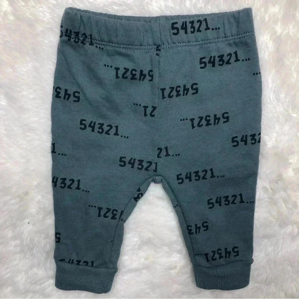 PL Baby Sweatpants Numbers Greenish  Blue Size 0-3 Months